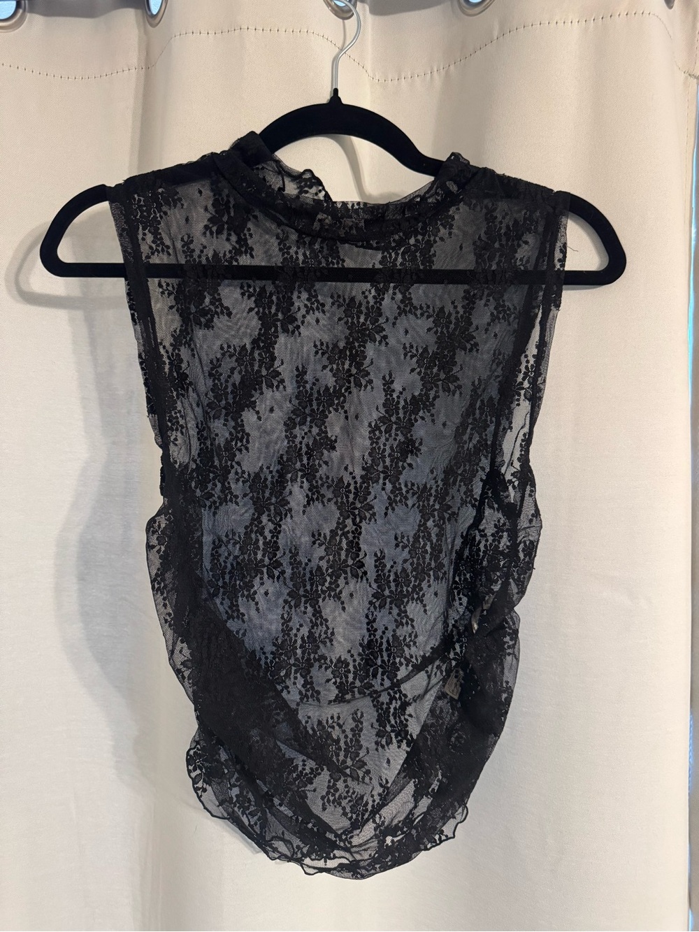 Sheer Black Lace Sleeveless Top - Elegant Evening Layer